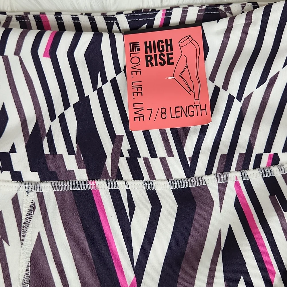 NWT, Love, Life, Live, Women's Multicolor yoga pants7/8 Length high rise, Sz L/G - Picture 8 of 9